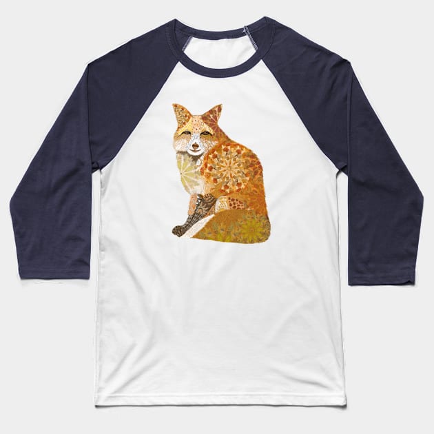 Mandala Fox Baseball T-Shirt by cheriedirksen